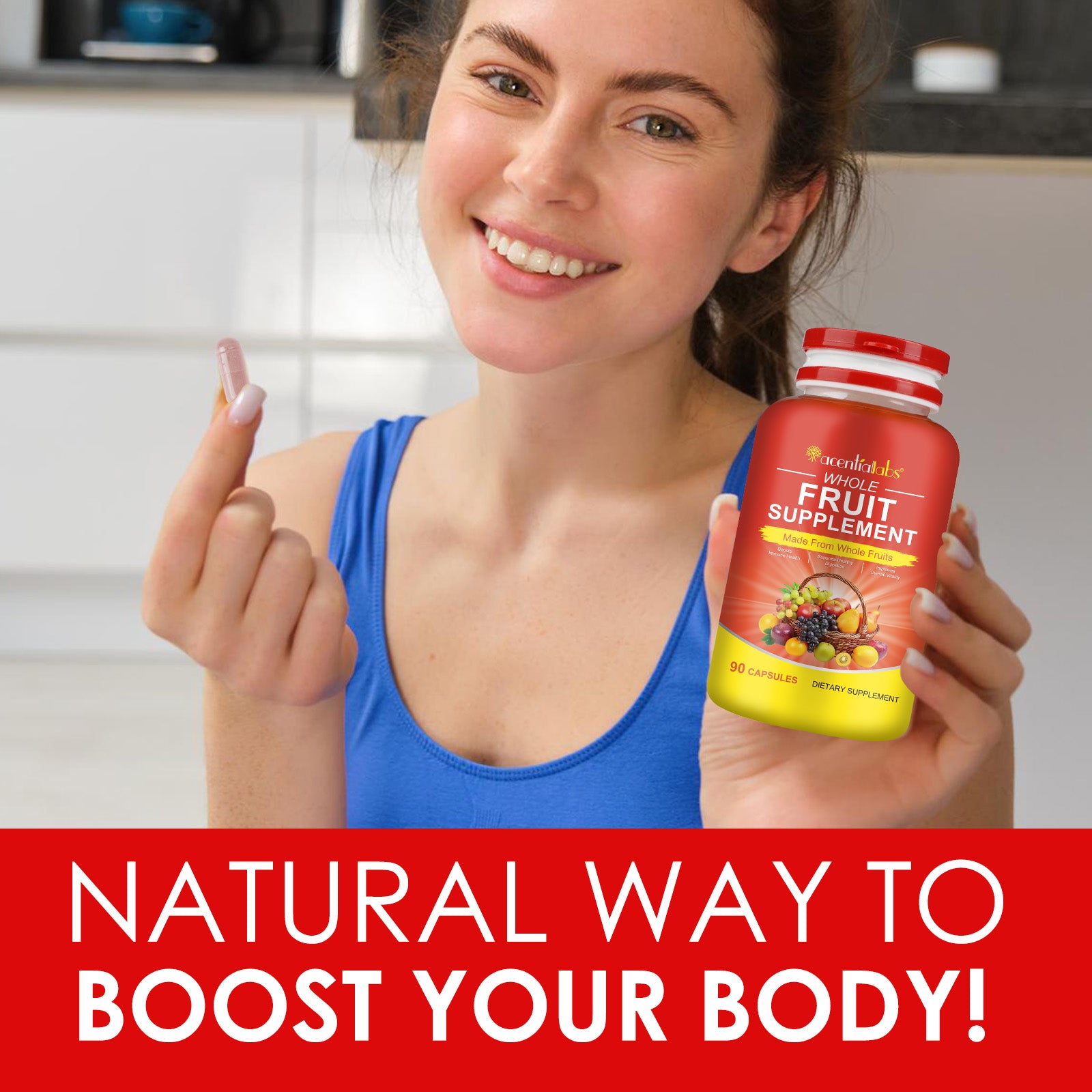 acentiallabs WHOLE VEGGIES and FRUIT SUPPLEMENT Bottled Capsules