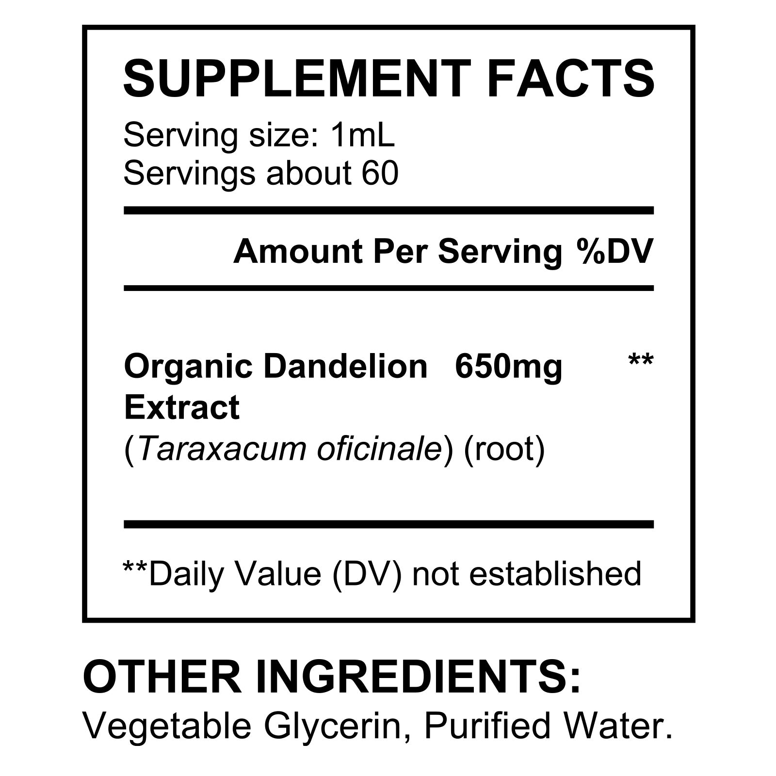 acentiallabs Wild Dandelion Root LIQUID DROPS Dietary Supplement 60ML Liquid Drops
