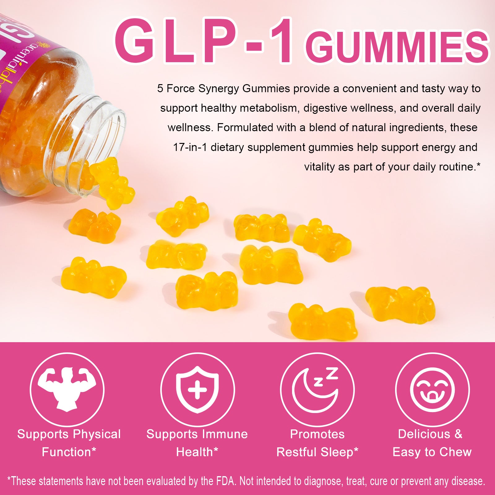 acentiallabs GLP-1  5 FORCE SYNERGY GUMMIES AKKERMANSIA MUCINIPHILA FOR MAXIMUM ABSORPTION Bottled Gummies