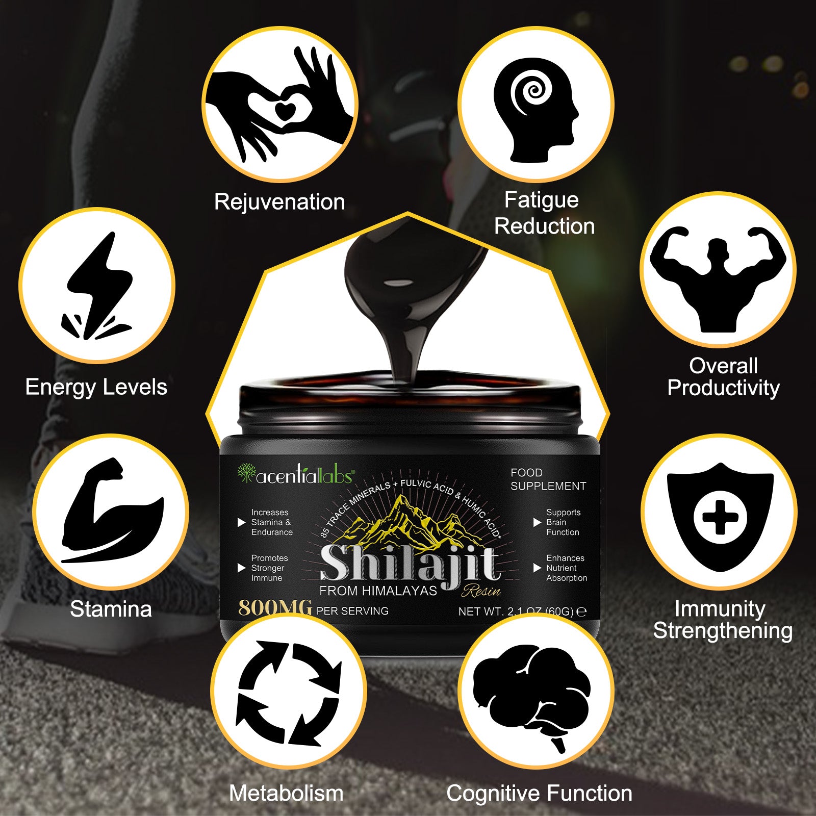 acentiallabs Shilajit FROM HIMALAYAS 800MG PER SERVING Patches