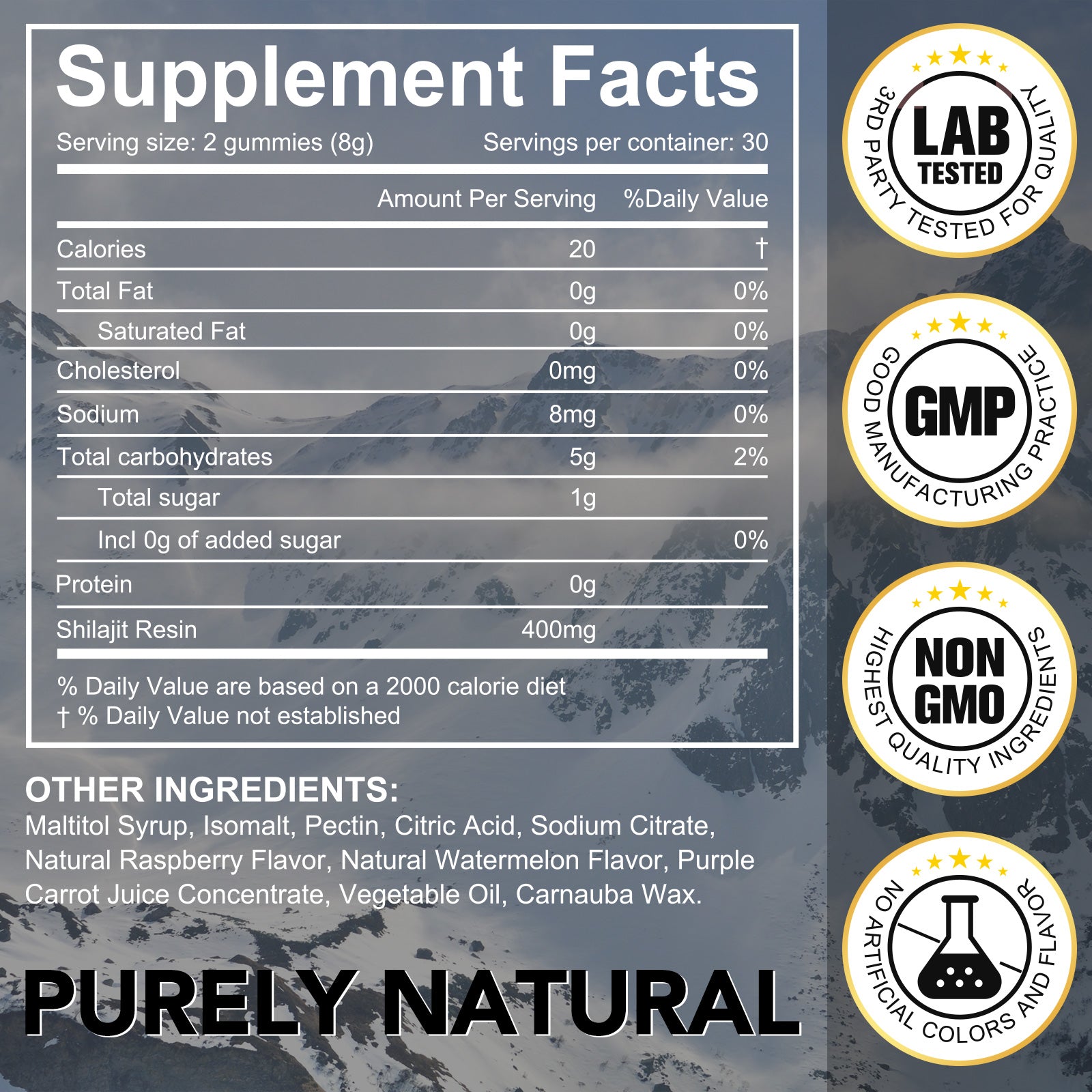 acentiallabs PURE HIMALAYAN SHILAJIT GUMMIES 400mg shilajit 60 Gummies Bottled Gummies