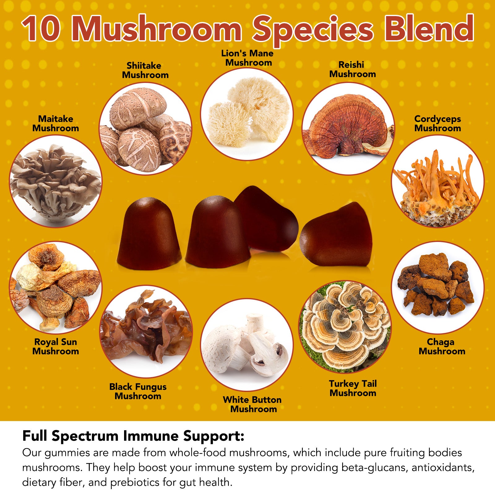 acentiallabs MUSHROOM GUMMIES SUPERBLEND 6O GUMMIES Bottled Gummies