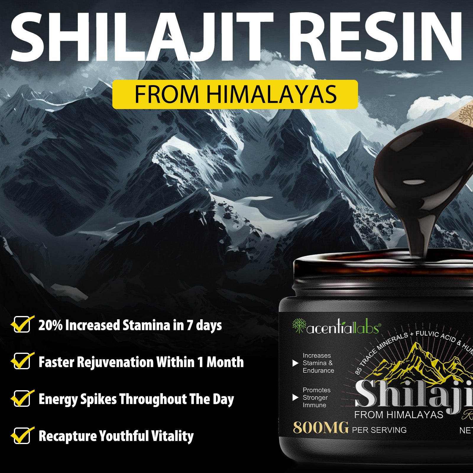 acentiallabs Shilajit FROM HIMALAYAS 800MG PER SERVING Patches
