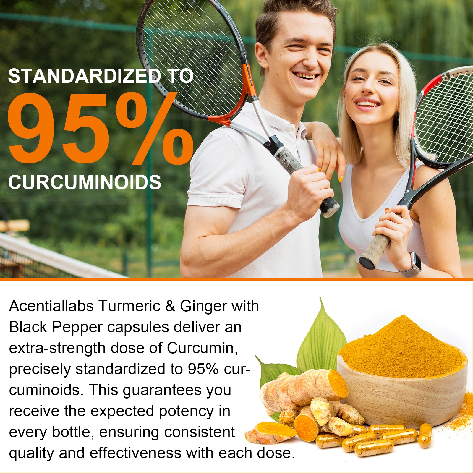 acentiallabs TURMERIC & GINGER 3000MG WITH BLACK PEPPER 60 CAPSULES Bottled Capsules