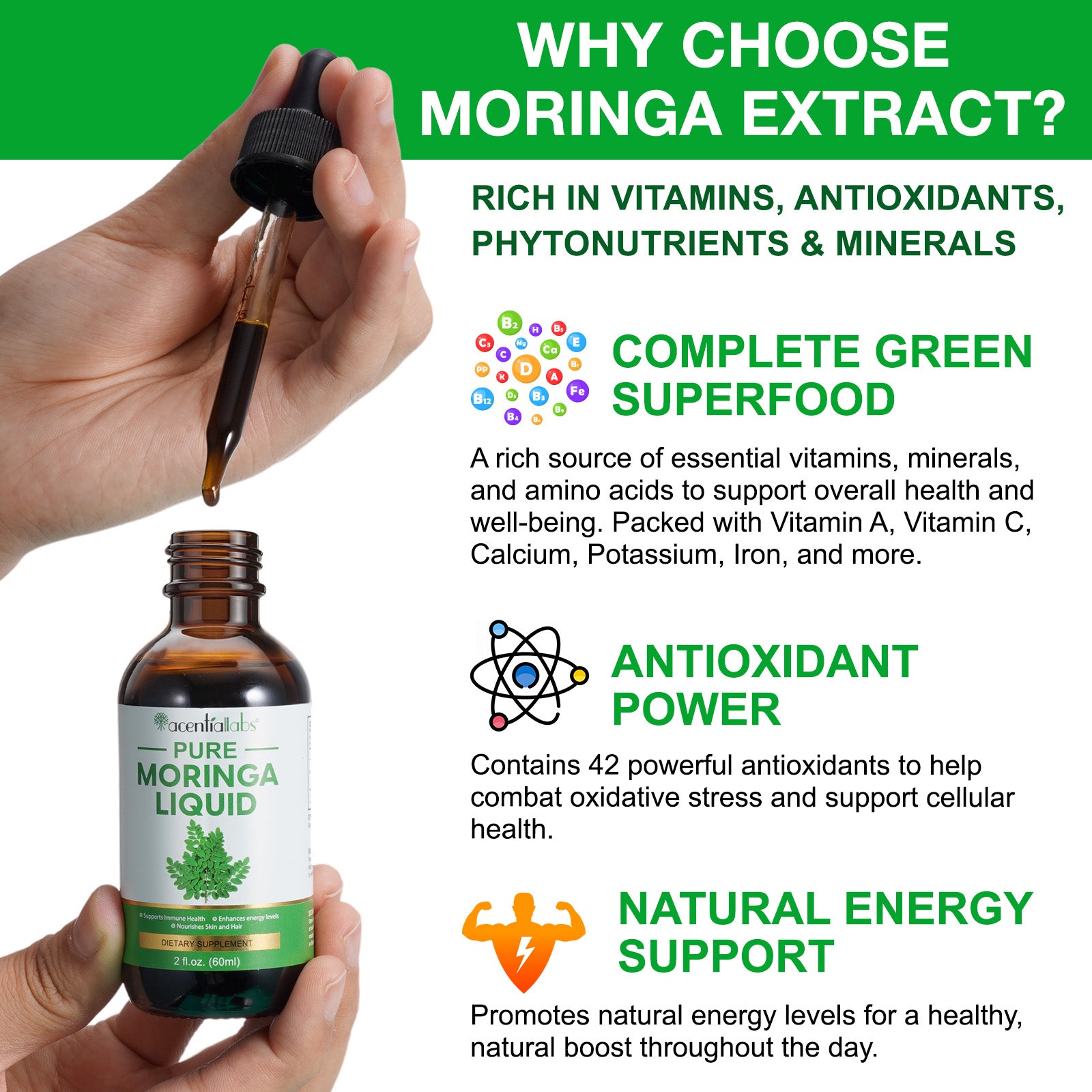 acentiallabs PURE MORINGA LIQUID DIETARY SUPPLEMENT Liquid Drops