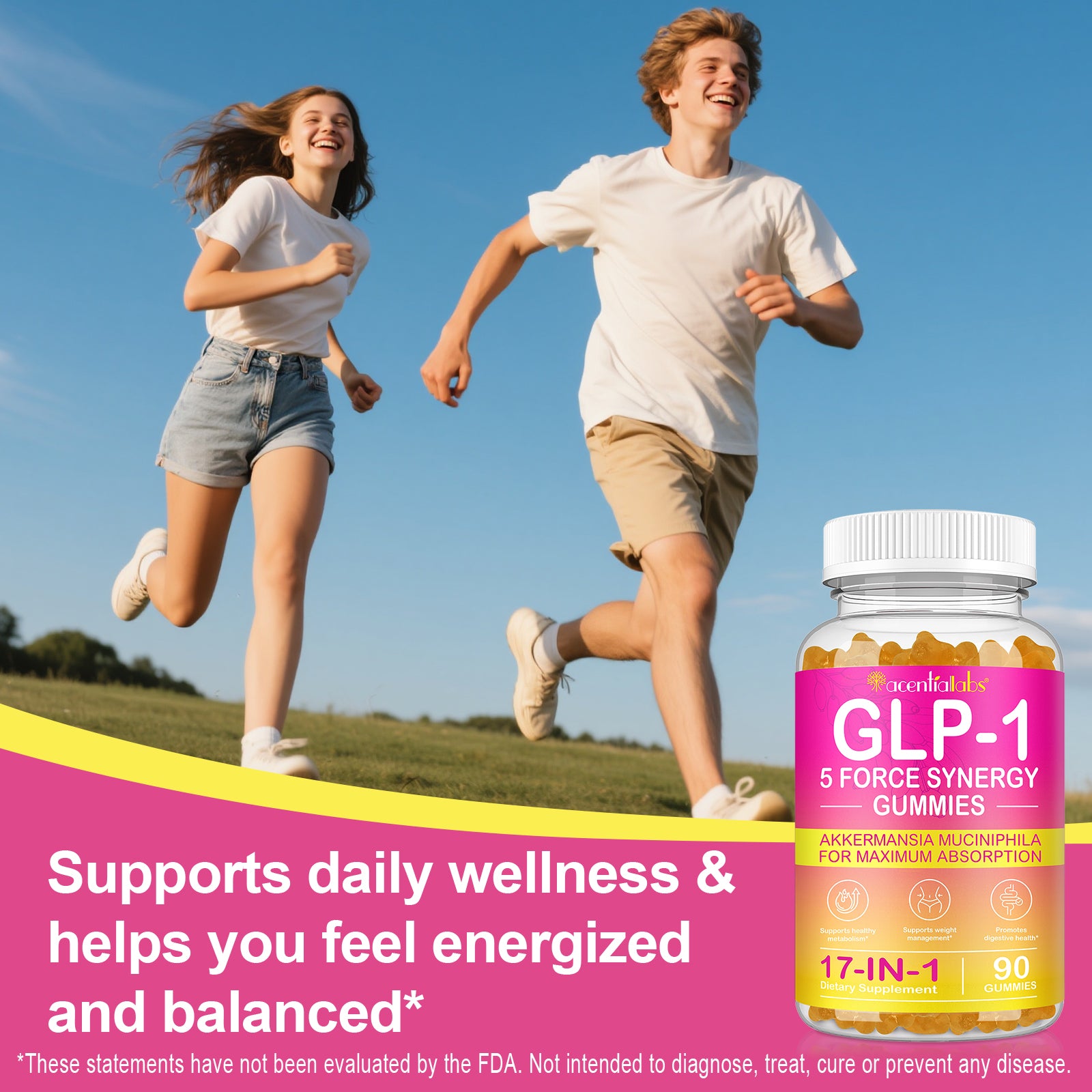 acentiallabs GLP-1  5 FORCE SYNERGY GUMMIES AKKERMANSIA MUCINIPHILA FOR MAXIMUM ABSORPTION Bottled Gummies