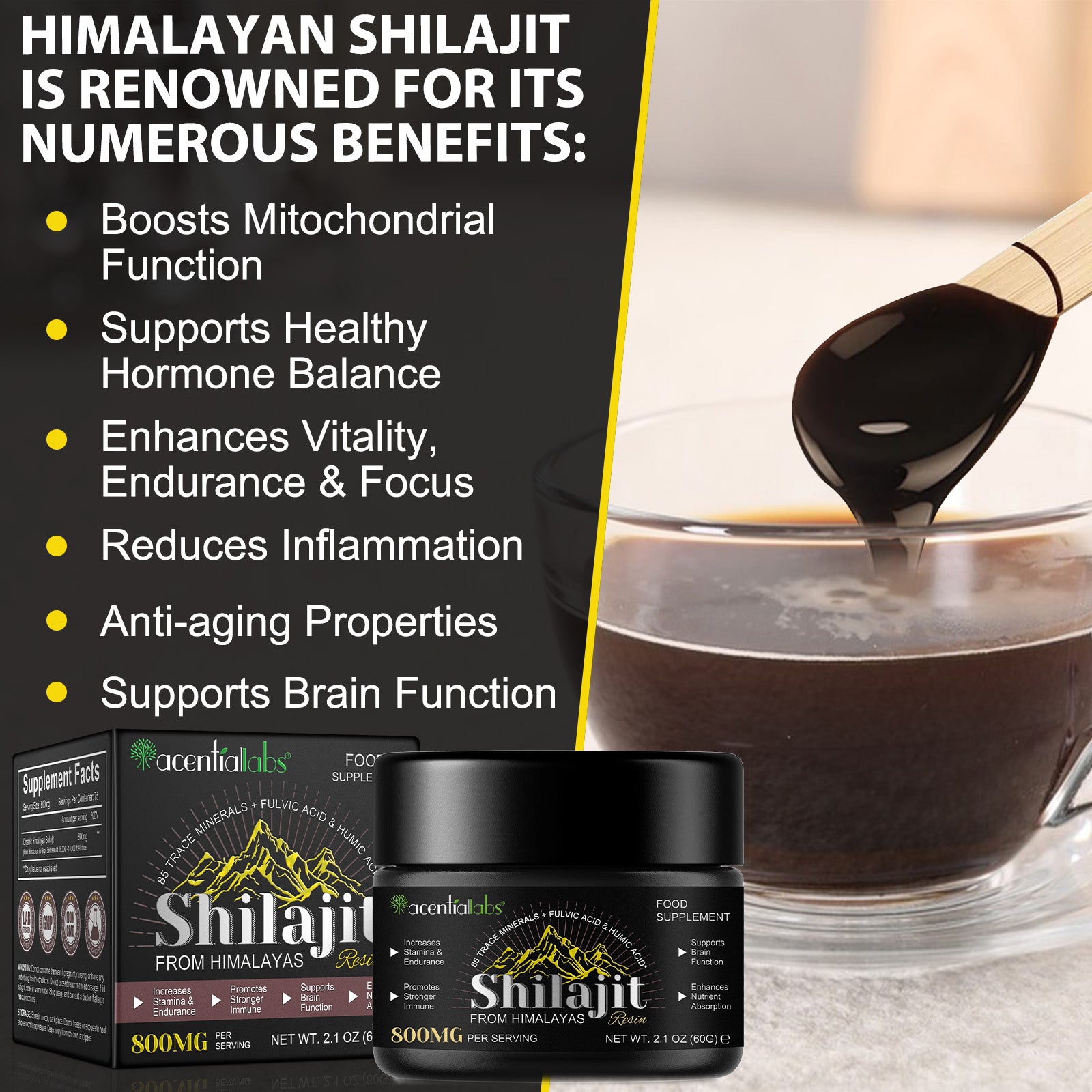 acentiallabs Shilajit FROM HIMALAYAS 800MG PER SERVING Patches