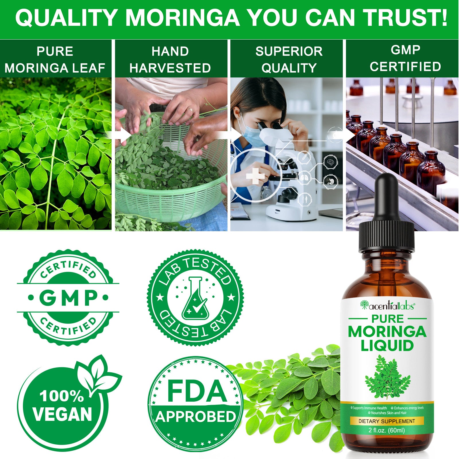 acentiallabs PURE MORINGA LIQUID DIETARY SUPPLEMENT Liquid Drops