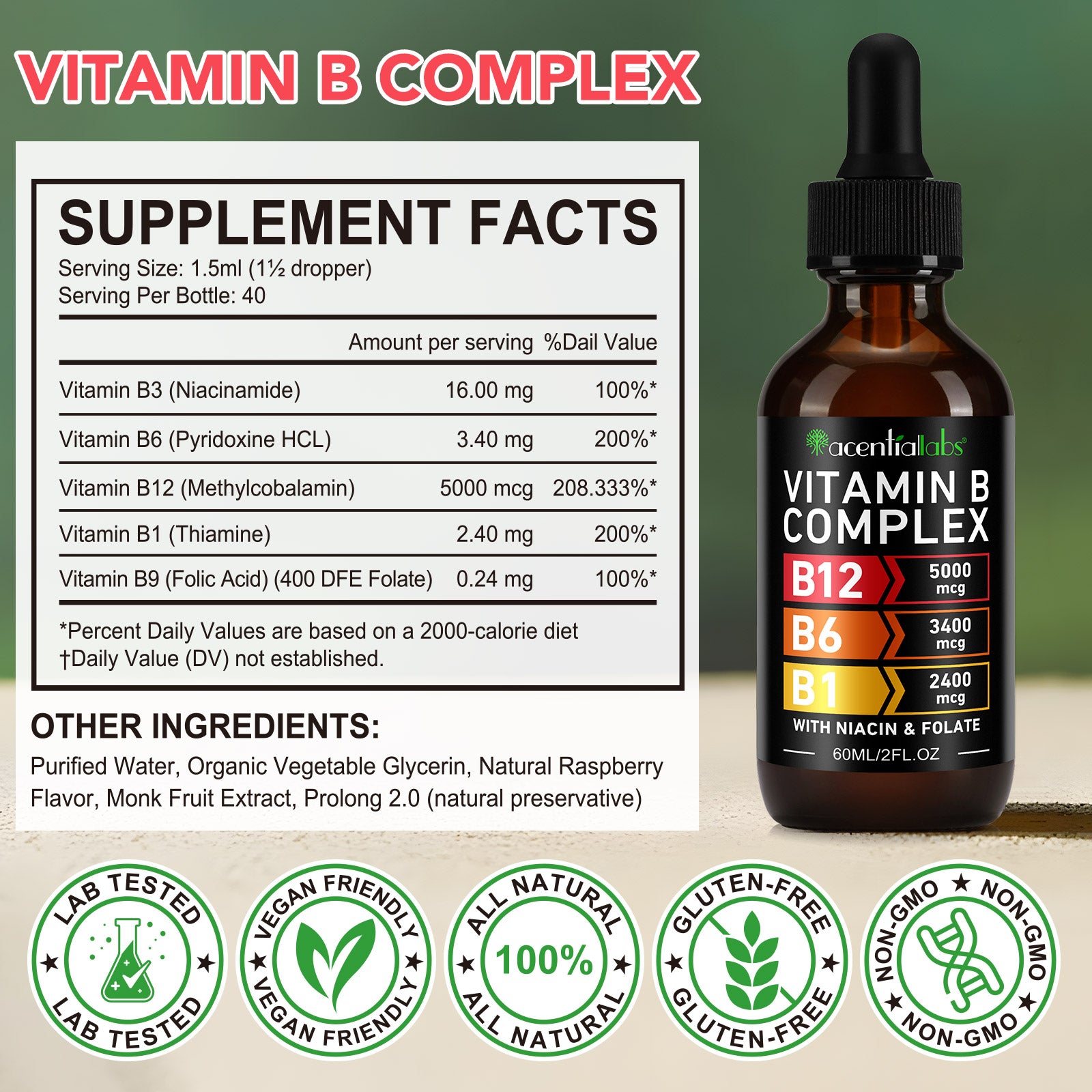 acentiallabs VITAMIN BCOMPLEX Liquid Drops