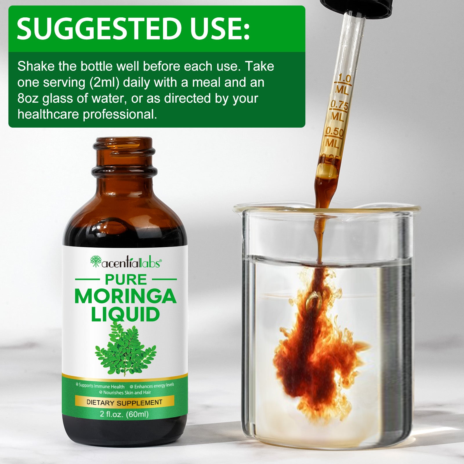 acentiallabs PURE MORINGA LIQUID DIETARY SUPPLEMENT Liquid Drops