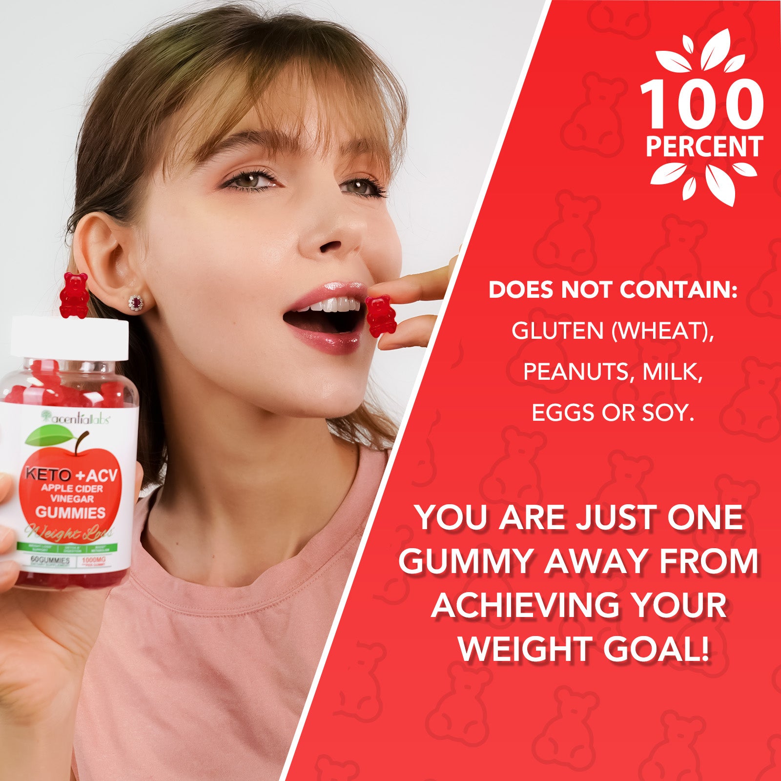 acentiallabs KETO +ACV APPLE CIDER VINEGAR GUMMIES Bottled Gummies