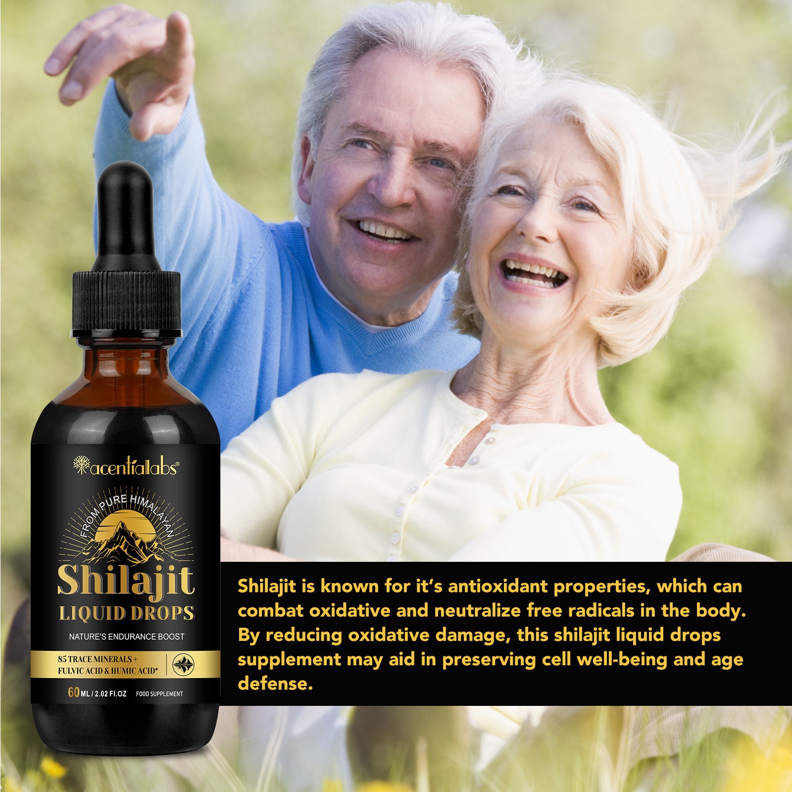 acentiallabs Shilajit LIOUID DROPS NATURE'S ENDURANCE BOOST 60ML Liquid Drops