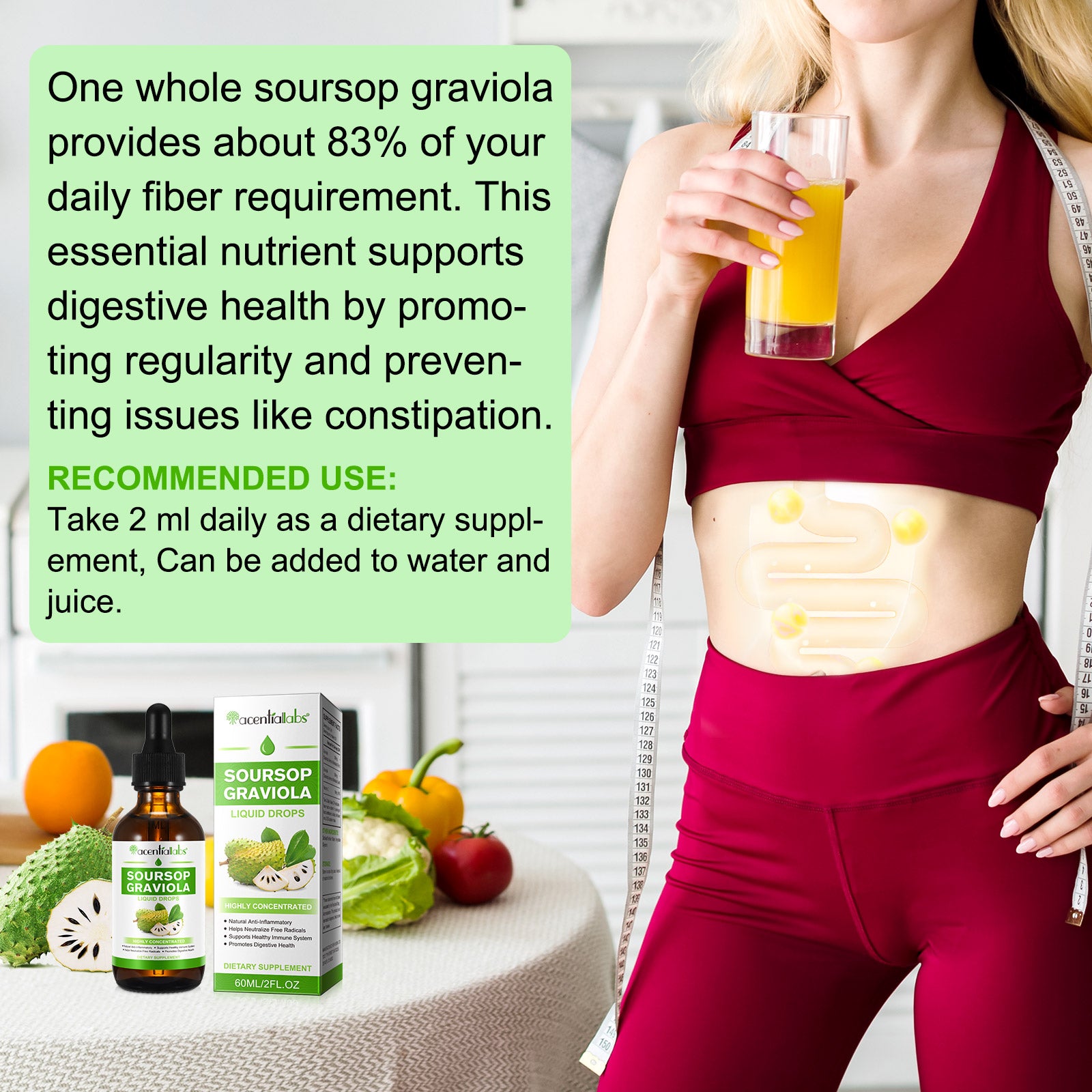 acentiallabs SOURSOP GRAVIOLA LIQUID DROPS HIGHLY CONCENTRATED DIETARY SUPPLEMENT 60ML Liquid Drops