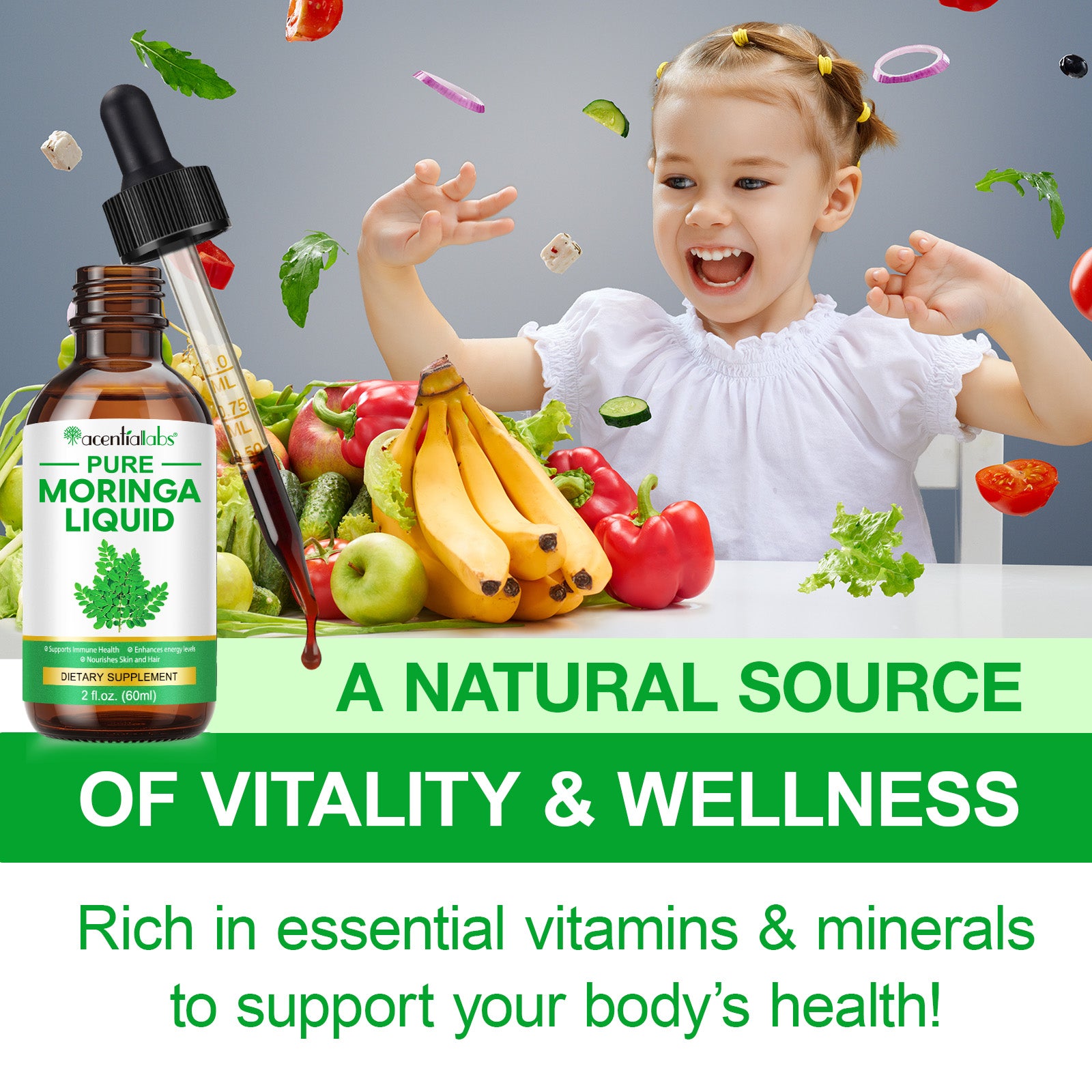 acentiallabs PURE MORINGA LIQUID DIETARY SUPPLEMENT Liquid Drops
