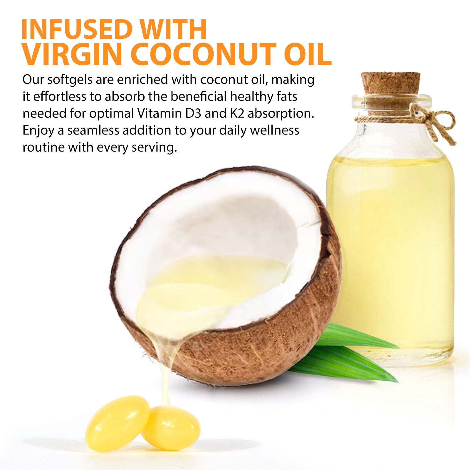 acentiallabs PREMIUM VITAMIN D3 & K2 WITH COCONUT OIL Bagged Capsules