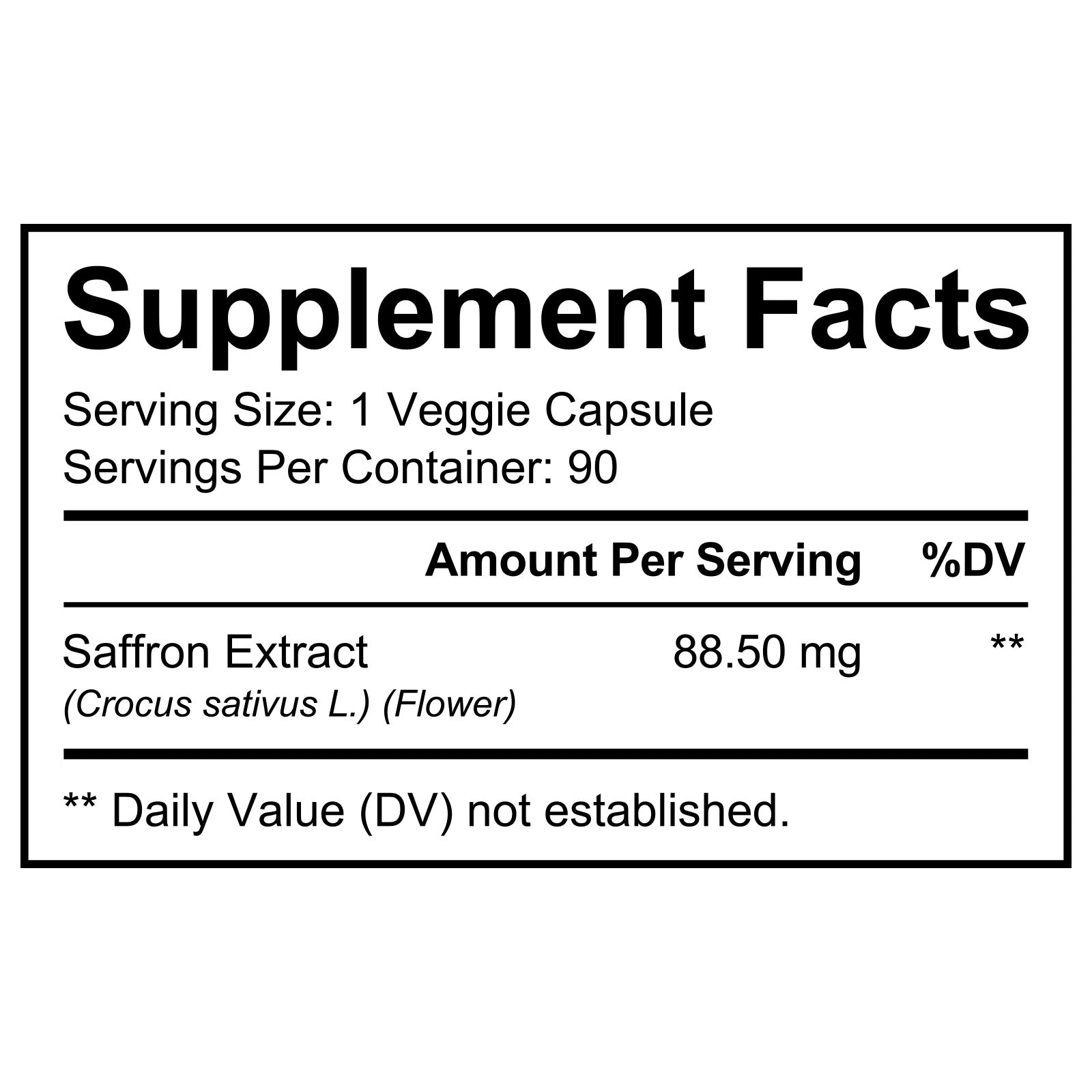 acentiallabs SAFFRON PURE EXTRACT, 88.5 MG, 90 CAPSULES，Bottled Capsules