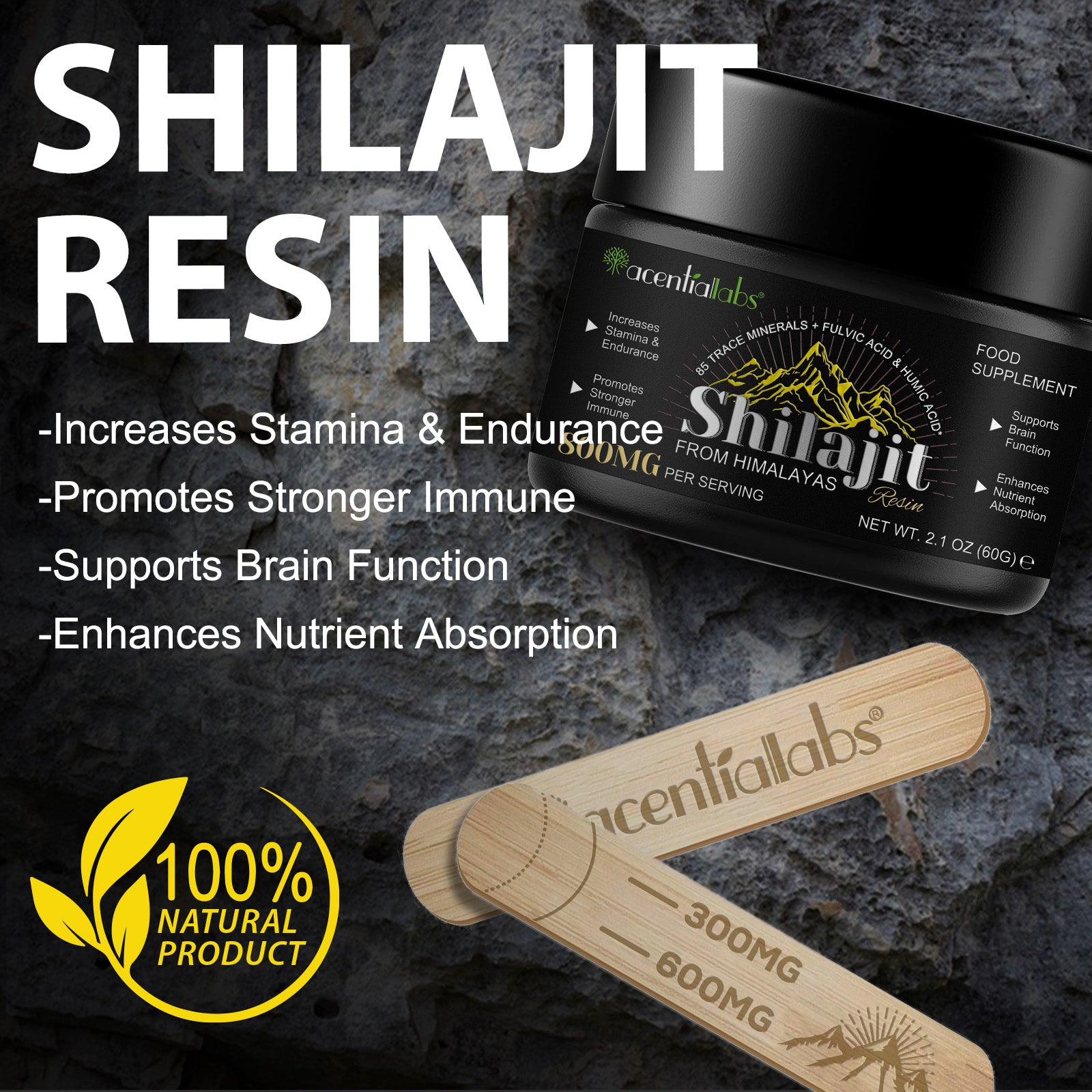acentiallabs Shilajit FROM HIMALAYAS 800MG PER SERVING Patches