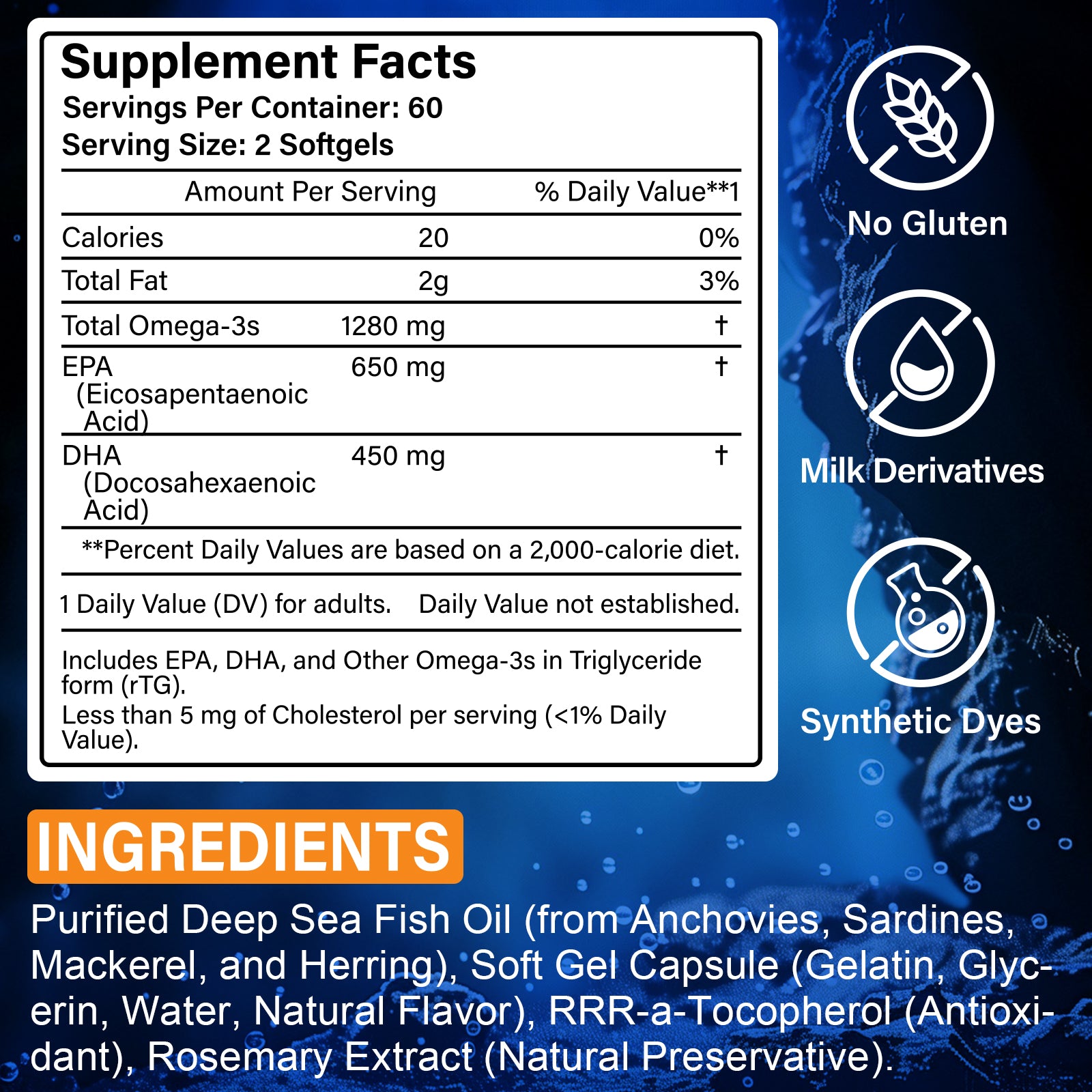 acentiallabs OMEGA-3 FISH OIL MAX STRENGTH 1280MG TEPA & DHA 120 SOFTGELS Bottled Capsules