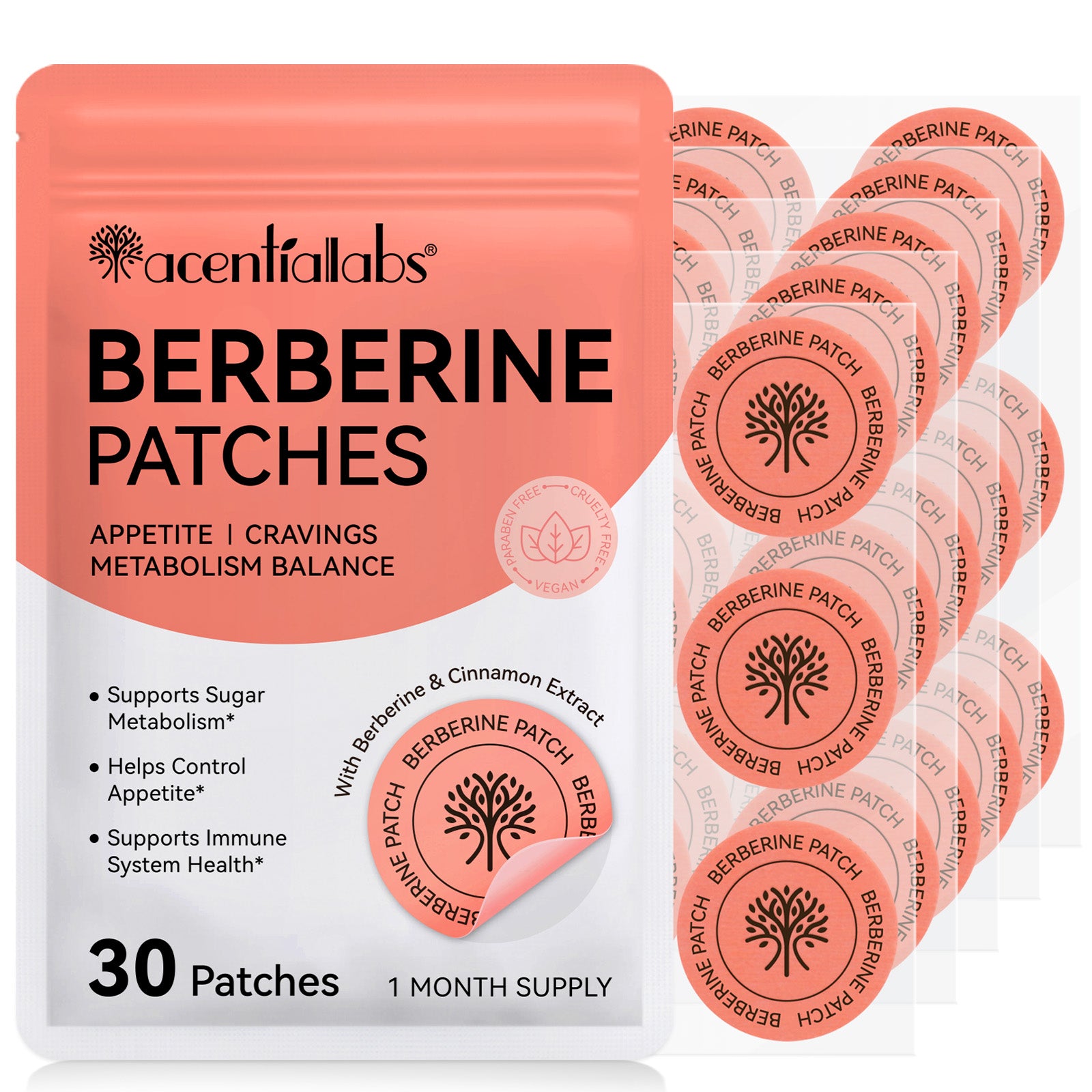 acentiallabs BERBERINE PATCHES APPETITE I CRAVINGS METABOLISM BALANCE