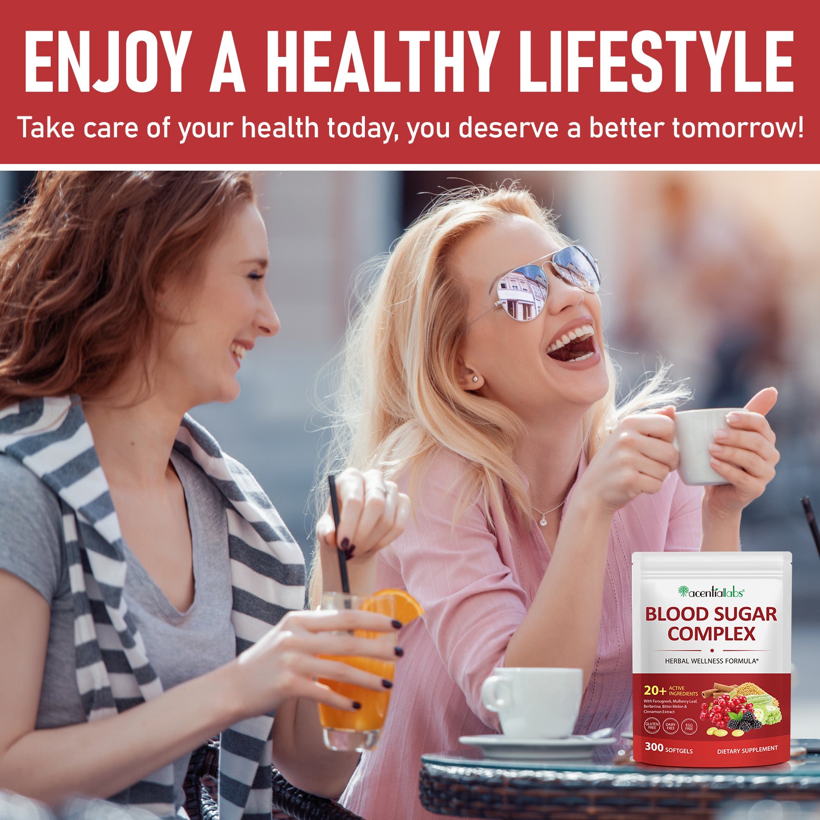 acentiallabs BLOOD SUGAR COMPLEX HERBAL WELLNESS FORMULA 300 SOFTGELS Bagged Capsules