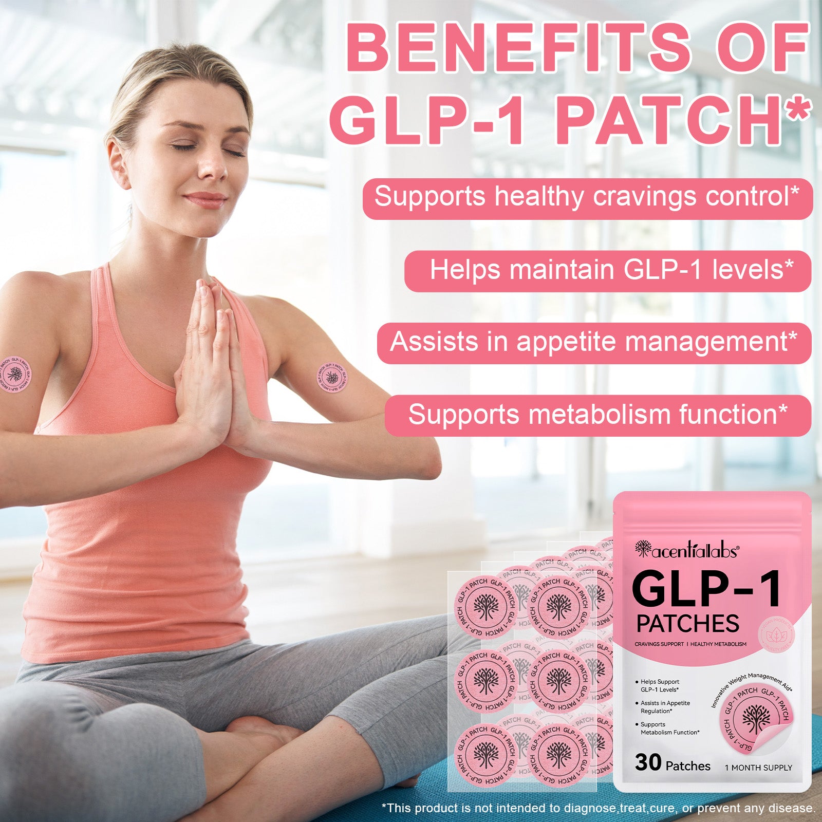 acentiallabs GLP-1 PATCHES CRAVINGS SUPPORT I HEALTHY METABOLISM 30 Patches