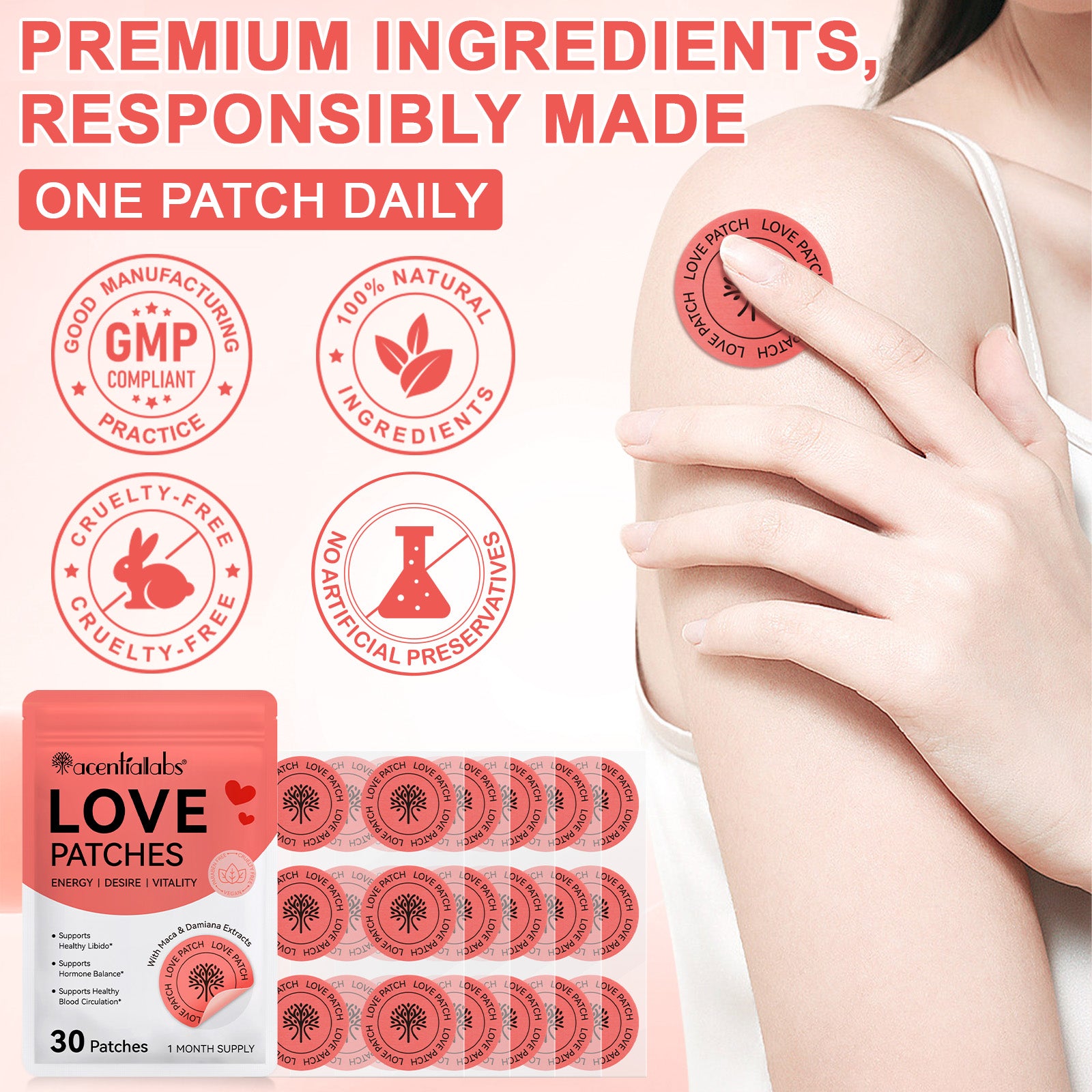 acentiallabs LOVE PATCHES ENERGY I DESIRE I VITALITY  30Patches