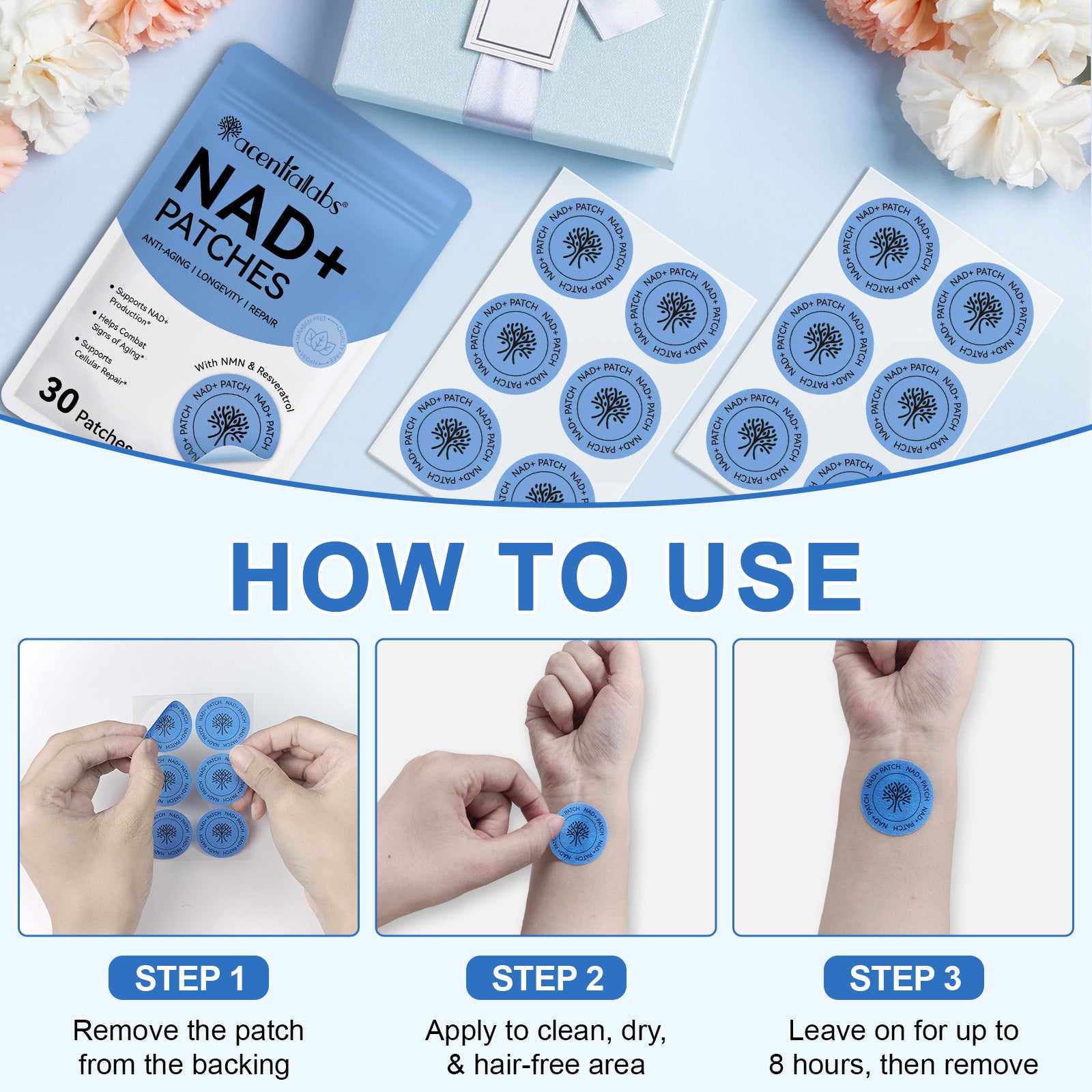 acentiallabs NAD+ PATCHES ANTI-AGING I LONGEVITY I REPAIR 30 Patches