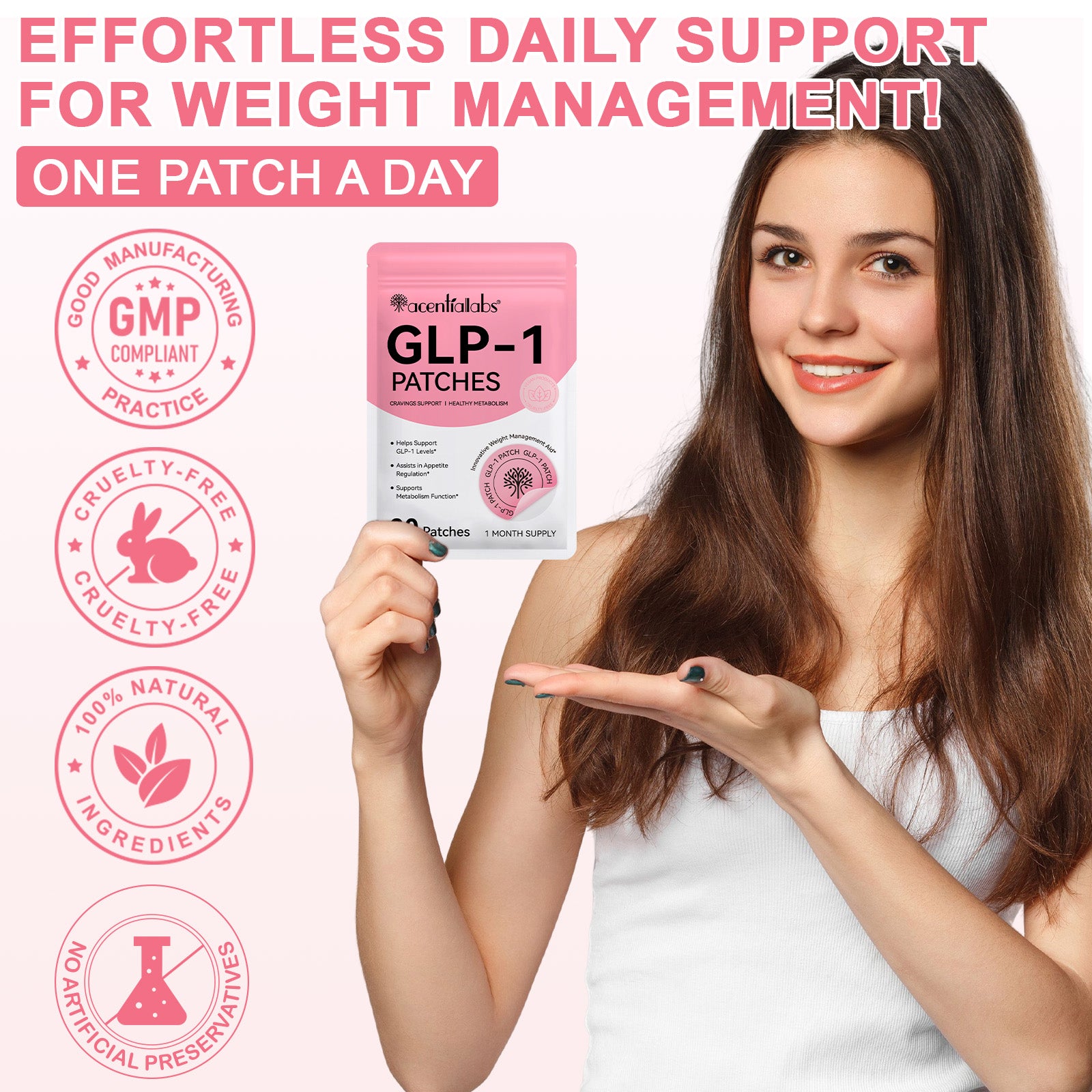 acentiallabs GLP-1 PATCHES CRAVINGS SUPPORT I HEALTHY METABOLISM 30 Patches
