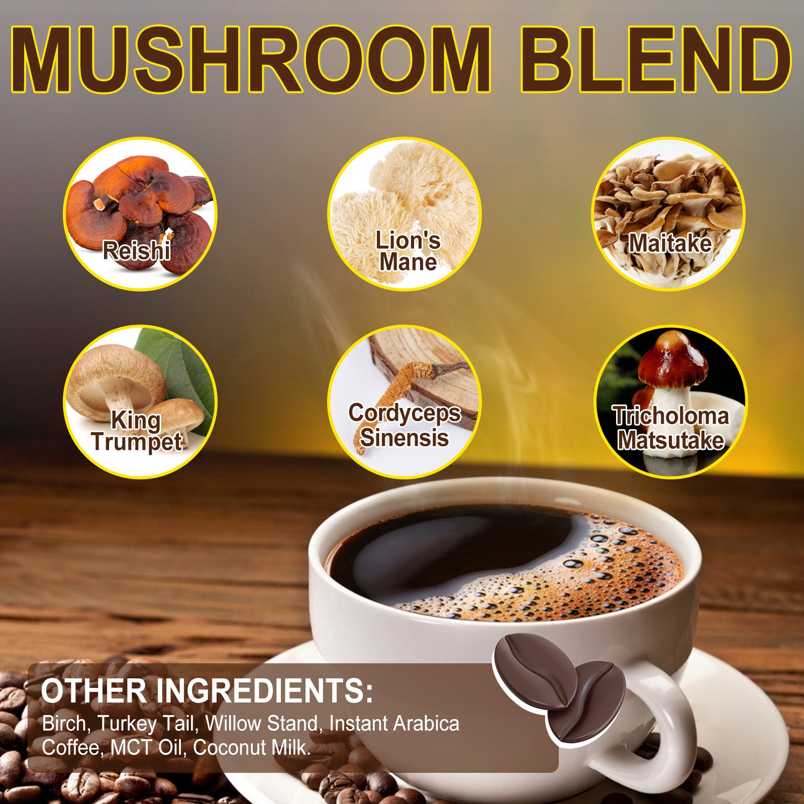 acentiallabs MUSHROOM COFFEE ，ENERGY·RECOVERY ·STRESS RELIEF，10 Superfood Mushrooms，Granules