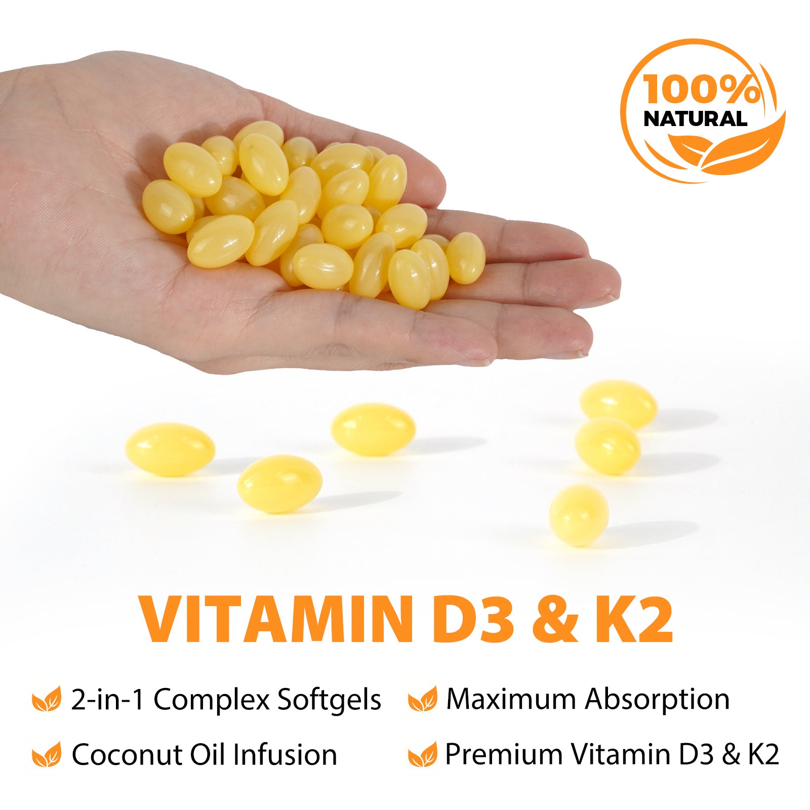 acentiallabs PREMIUM VITAMIN D3 & K2 WITH COCONUT OIL Bagged Capsules