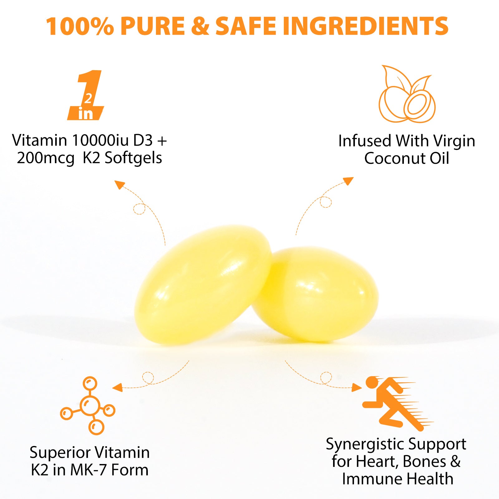 acentiallabs PREMIUM VITAMIN D3 & K2 WITH COCONUT OIL Bagged Capsules