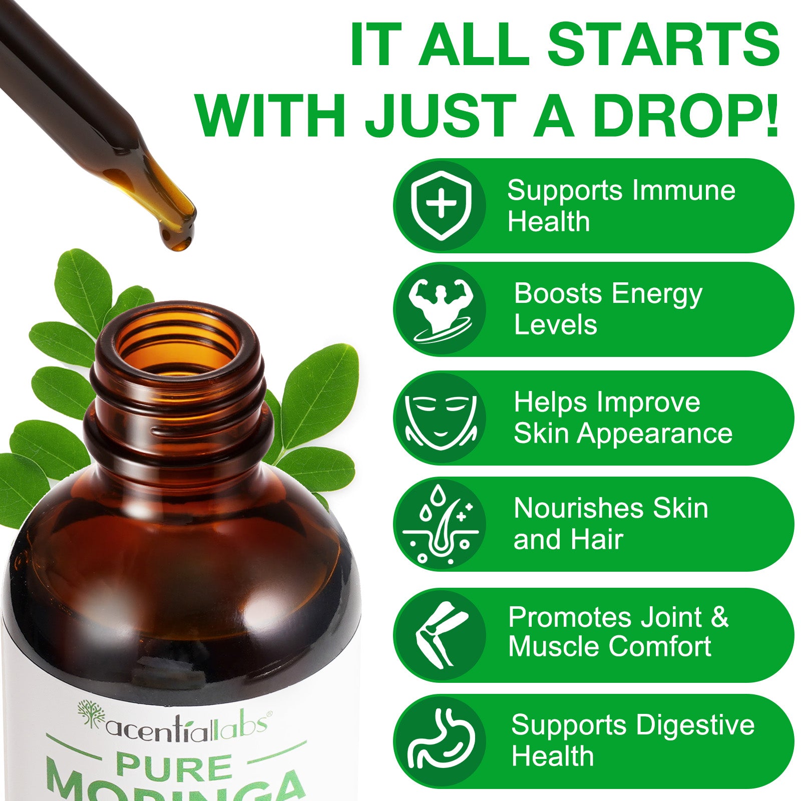 acentiallabs PURE MORINGA LIQUID DIETARY SUPPLEMENT Liquid Drops