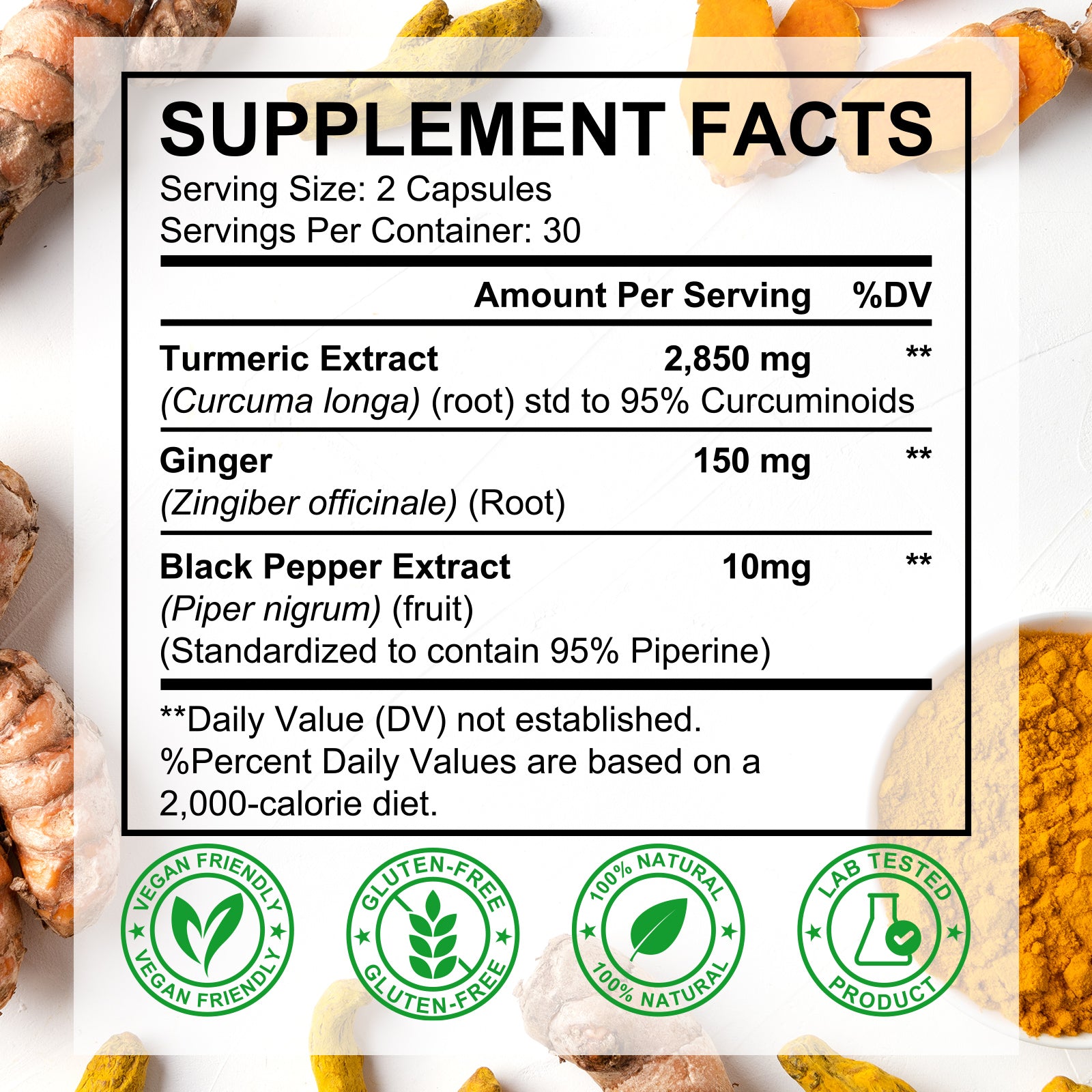 acentiallabs TURMERIC & GINGER 3000MG WITH BLACK PEPPER 60 CAPSULES Bottled Capsules