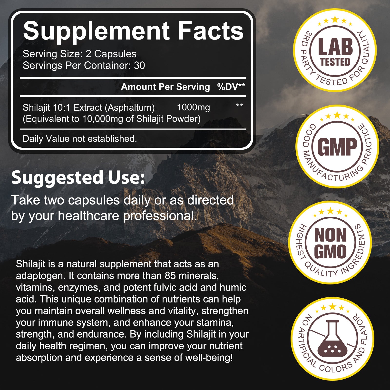 acentiallabs Shilajit FROM HIMALAYAS 60 CAPSULES Bottled Capsules
