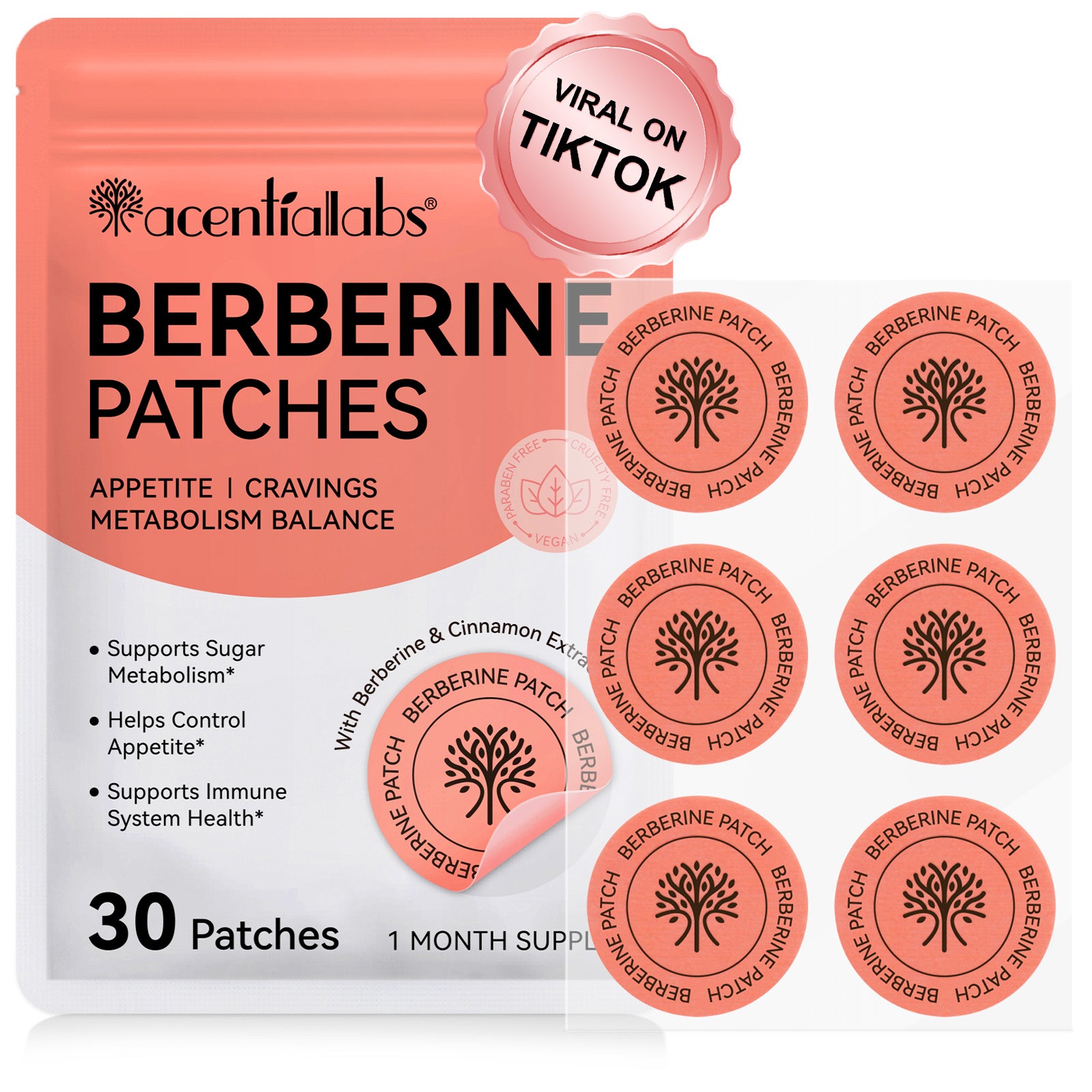 acentiallabs BERBERINE PATCHES APPETITE I CRAVINGS METABOLISM BALANCE